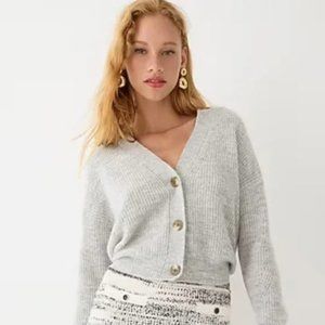 NWOT J.Crew Ribbed V-Neck Cardigan Sweater, Heather Gray, Size S